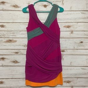 Lush Sleeveless V Neck Bodycon Mini Dress